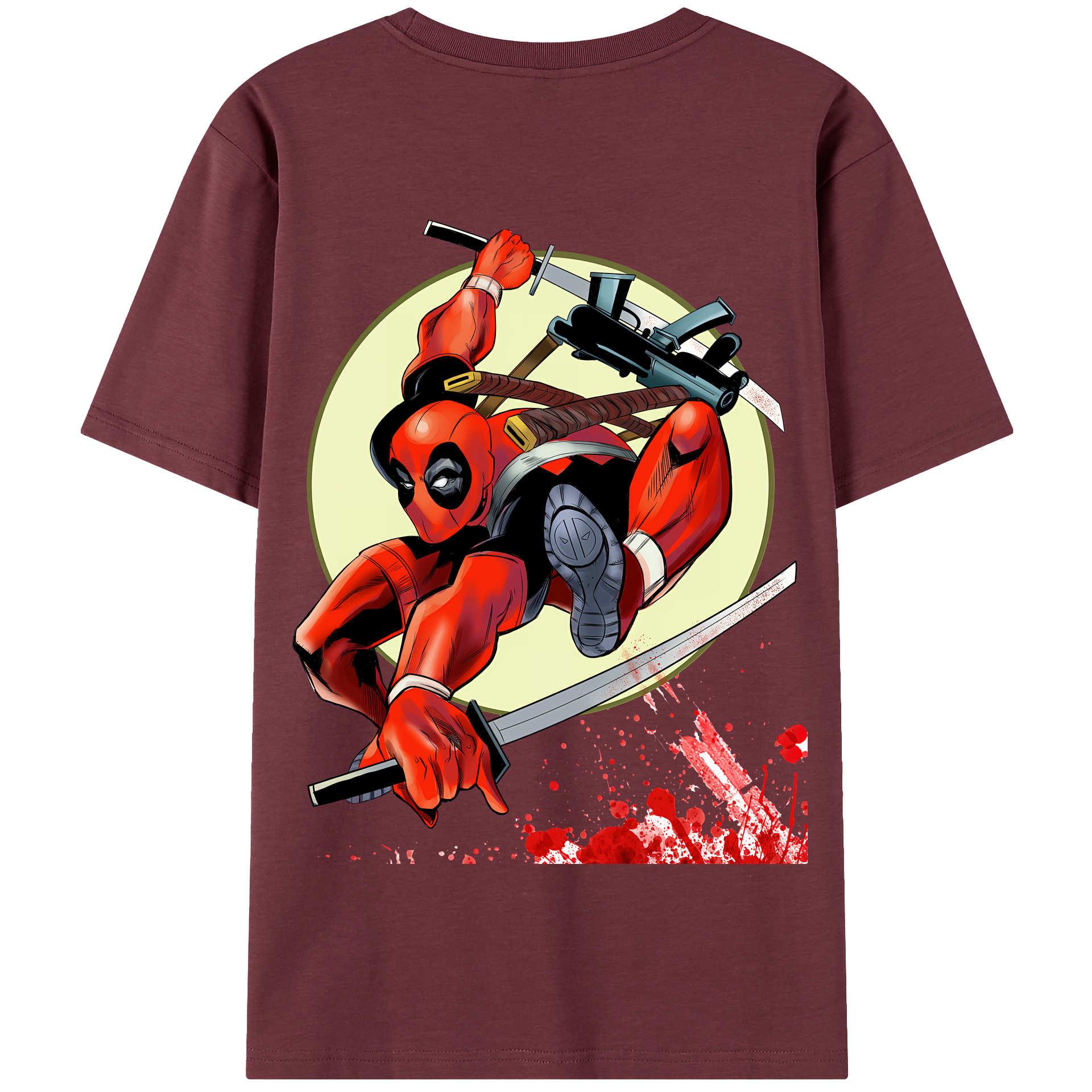 （画像用） Deadpool デッドプール 綿100％半袖Tシャツ（背面プリント）
